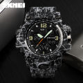 SKMEI Men Watch Sports Chronograph Dual Display Alarm 50M Men Waterproof EL Light Watch 1155B. 