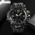 SKMEI Men Watch Sports Chronograph Dual Display Alarm 50M Men Waterproof EL Light Watch 1155B. 