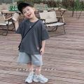 2024 Summer New Boys Suit Shuai Pu Short Sleeve Shirt Boys Children Baby Fried Street Leisure Sports Long Shorts. 