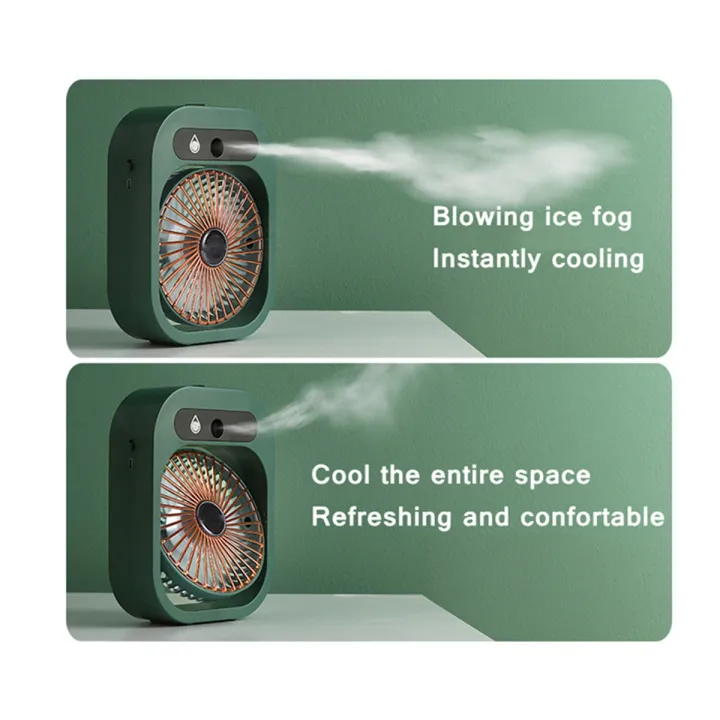 Desktop Water Mist Cooling Fan USB Chargeable 1200MAh Office Mini Table ...