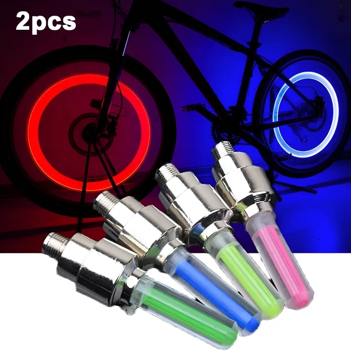 LED Tyre Wheel Valve Cap Light Waterproof Shockproof Car Bicycle Motorcycle 2PCS Dust Cup Valve Light