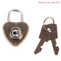 Mini Heart Shape Padlock Luggage Hardware Locks W/Key For Jewelry Box Suitcase. 