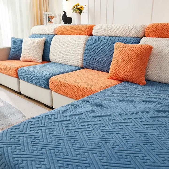 Thicken Sofa Seat Cushion Cover Jacquard Chair Cover Sofa Sli over Stretch Adjustable Sofa Cover Pets Kids Furniture Protector