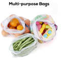 5Pcs/Bags Colorful Reusable Fruit Vegetable Bags Net Bag Produce Washable Mesh Bags Kitchen Storage Bags Toys Sundries Bags. 