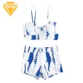 Steel Support Swimsuit Lace-up High Waist Bikini Set for Women Quick Dry Beachwear in Asia Swimsuit. 