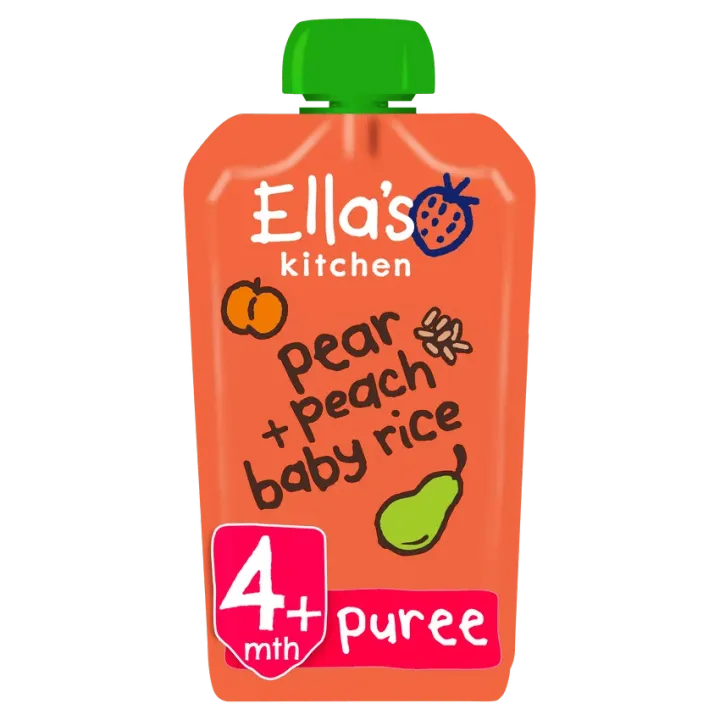 Ella's Kitchen Organic Pear & Peach Baby Rice Baby Pouch 4+ Months 120g