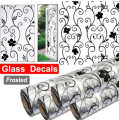 1/3 Rolls 45*100cm Window Glass Sticker Frosted Black Flower Pattern Waterproof UV Protector Matte Window Paster Films Frosted Decal. 