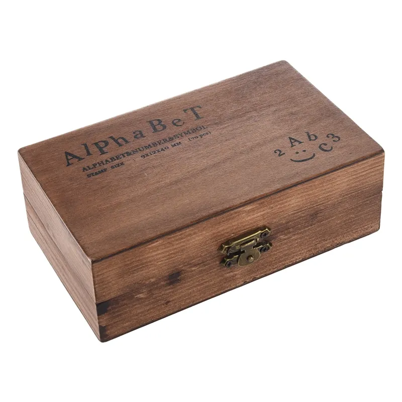 Pack of 70pcs Rubber Stamps Vintage Wooden Box Case Alphabet