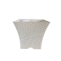 Plastic Flower Pot Weave Design Square Shape for Home Gardening - Width 24cm Height 21cm. 