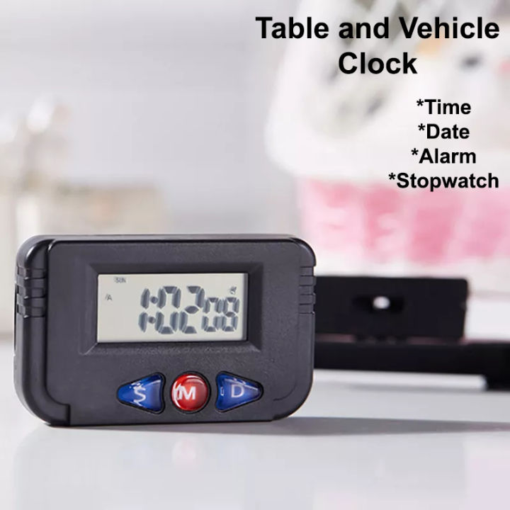 Digital Alarm Clock Dashboard Table Clock Stopwatch with Date for Car Home Study Sport Use Battery Operated
