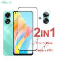 BLKNAIM 2-in-1 tempered glass For OPPO A78 4G tempered glass Film 9H Full Cover Screen Protector OPPO A78 4G  Lens Glass. 