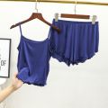 Spring and Summer Modal Camisole Women's Loose plus Size Pajamas Suit Thin Lace Shorts Vest Home Two-Piece Set. 