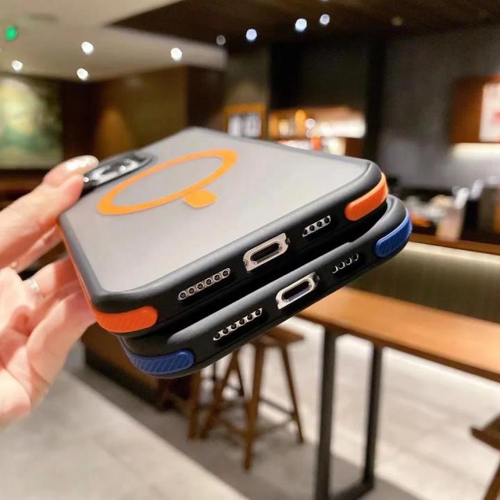 Magnetic%20Luxury%20Matte%20Translucent%20Armor%20Shockproof%20Case%20For%20iPhone%2015%2014%2013%2012%2011%20Pro%20Max%20Plus%20For%20Magsafe%20Wireless%20Charge%20Cover%20-%20Image%205