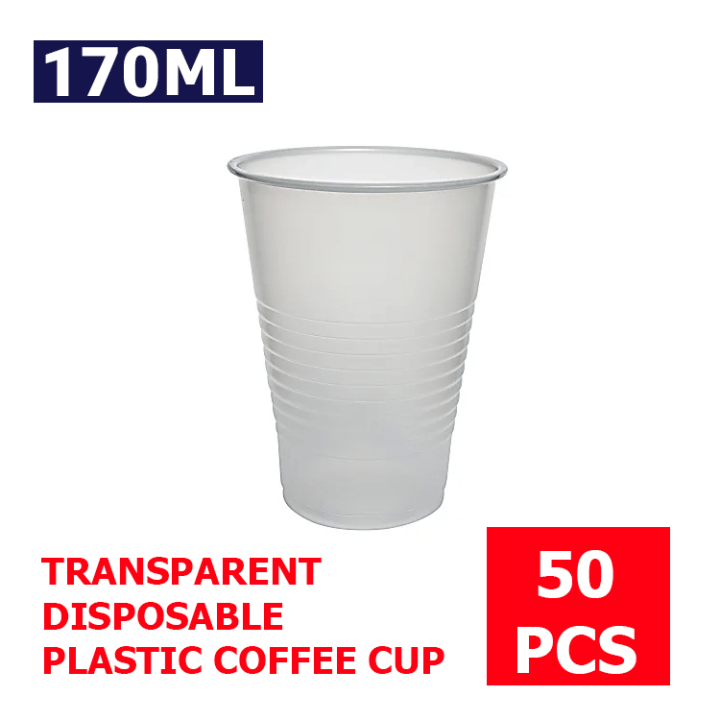 50Pcs of 170ML Disposable Coffee Tea Plastic Clear Cups | Daraz.lk
