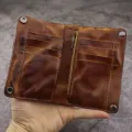New Handmade Wrinkle Wallet,Cow Leather Men Wallet,Retro Leather Money Clip,Crazy Hore Card Holder,Light Brown. 