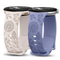 NEW Wearlizer 2 Pack Floral Engraved Band For Google Pixel Watch 2/ Google Pixel watch Silicone sport Straps for Pixel Watch 2. 