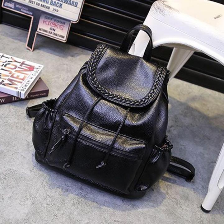 Fashion%20Knit%20Women%20Preppy%20Simple%20Style%20PU%20Leather%20Backpack%20Shoulder%20Bag%20Schoolbag%20-%20Black%20-%20Image%204