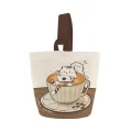 【ALLGOOD】Cartoon Printed Coffee Cat Bucket Bag Large Capacity Portable Lunch Pouch Fashion Canvas Handbag. 