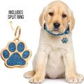 Custom Gold Pet ID Tags Sparkly Paw Shape Personalized Shiny Dog Glitter Silent Cute Doggy for Puppies Laser Engraved Name. 