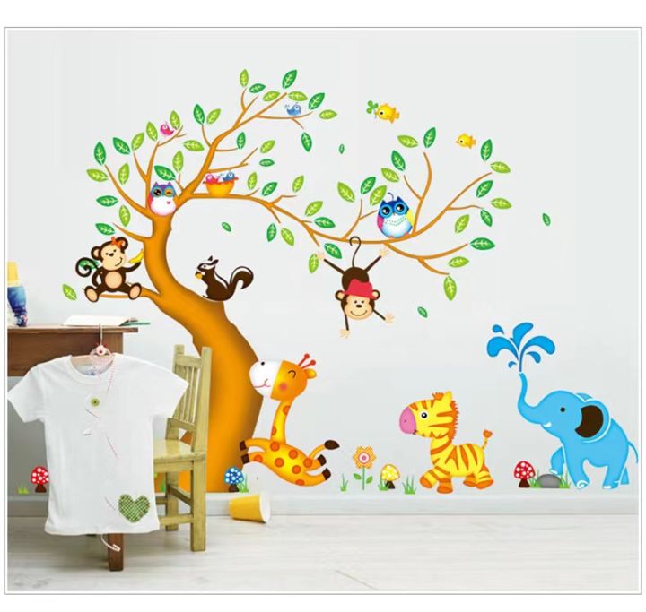 Big%20Tree%20Animals%20Cartoon%20Theme%20Kids%20Wall%20Art%20Decal%20Sticker%20Decoration%20for%20Living%20Room%20Nursery%20Baby%20Girl%20Boy%20Kid%20Children's%20Room%20Bedroom%20Decoration%20-%20Image%203
