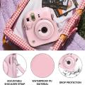 For Instax Mini 12 Camera Case PU Leather Soft Silicone Cover Bag for Fujifilm Film Camera Bag with Shoulder Strap. 