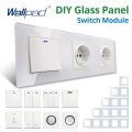 Wallpad White Glass Panel Wall Switch Function Key Only DIY Free Combination 52*52mm 1 2 3 4 5 Multiple Frame. 