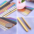 1 Pair 304 Stainless Steel Solid Flat Chopsticks Household Rainbow Chopsticks Portable Dinnerware Korean Tableware. 
