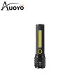 Auoyo Flashlight Telescopic Focusing Flashlight Strong Bright COB Flashlight  Zoom-able Flashlight Heat Dissipation Penlight Waterproof Flashlight Drop-proof Flashlight Torchlight Portable Lamp Aluminum Flashlight with Side Light for Outdoor. 