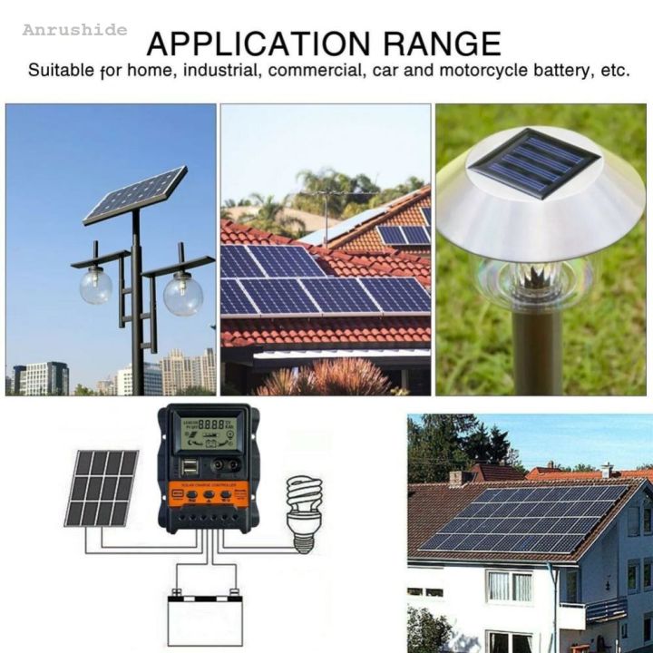 Anrushide New Solar Charge Controller PWM 30A 20A 10A Dual USB LCD ...