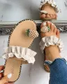 【BestGO】Women Slipper Pineapple Pearl Flat Toe Casual Beach Sandals Ladies Shoes Platform  Designer Black Slides. 