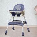 Foldable Baby High Chair, Infant Chair with 4 Silent Wheel, Lightweight Multifunctional Toddlers Dining Chair for Feeding, Blue with Cushion | INeedz HC401. 