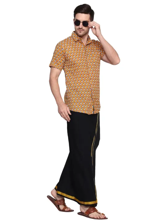 Gowri%20Tex%20Men's%20Cotton%20Colorful%20Lungi%20in%20Gold%20Zari%20Borders%20in%20Size%202%20Mtrs%20Single%20Lungi-%20Pack%20Of%201%20%20SAM%20-%20Image%203