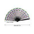 Japan Dance Fan Fans with Lights Large Folded Hand Fan Folding Colorful Foldable Handheld Rave Fan 33cm Large Rainbow Folding Fan Dance. 