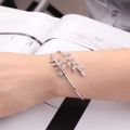 Adjustable Stylish Leaf Bracelet Ladies Open Leaves Bangle Jewelry. 