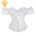 Shapewear Corset Lace Off Shoulder Corset Bodyshaper Top with Adjustable Buckles Breathable Waist Trainer for Women Overbust Corset for Slimming Shaping Floral Lace Design Tunic Shaper Top with Prints. 
