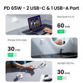 UGREEN 65W USB C Charger 3 Ports Charger PD PPS Fast Charger Power Adapter for MacBook Pro/Air, Galaxy S22/S21, Dell XPS 13, iPhone 14 13/13 Pro Max, iPad Pro, Pixel. 