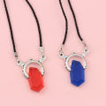 Game Dmc Devil May Dante Pendant Necklace Red Blue Gem Cosplay Necklaces Long Rope Neck Chain Vintage Jewelry for Women Men. 