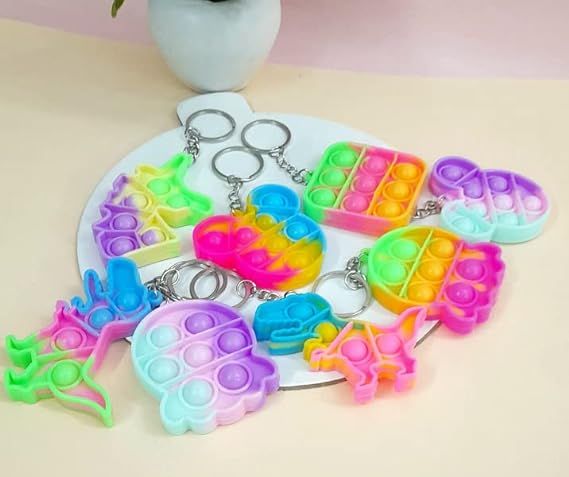 Colorful Key chain Funny Bubble Pops Fidget Toy Fidget Toys Keychains Anti-stress keytags