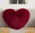 15"x17" Lovely  Heart Pillow, Fluffy Heart Shaped Pillow with Insert, Furry Fuzzy Sweet Love Pillow Gift for Girls/Women/Lovers/Friends. 