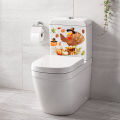 GOIKEA Fall Thanksgiving Toilet Sticker Cartoon Turkey Maple Leaves Pumpkin Flower Pine Cone Removable Self-adhesive Waterproof PVC Bathroom Wall Art Decoration Decal. 