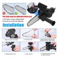 Electric Drill Converter Into Electric Saw with 4 Inch Chain Mini Handheld Chain Saw Conversion Bracket Orange. 