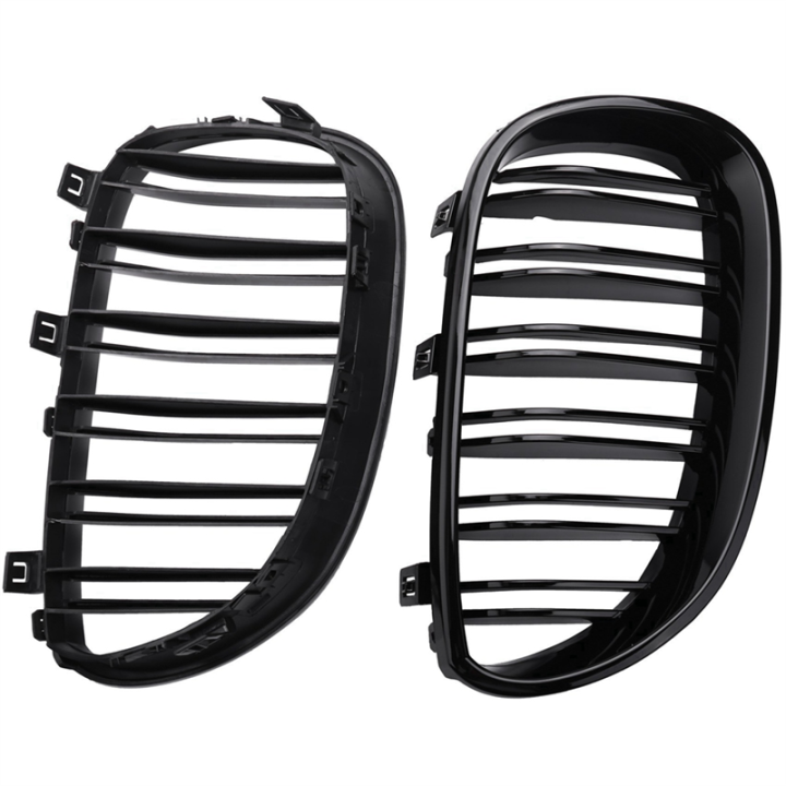 2PCS Kidney Grilles Racing Grille Car Styling Front Car Accessories for BMW 5 Series E60 E61 M5 2003-2010 (Bright)