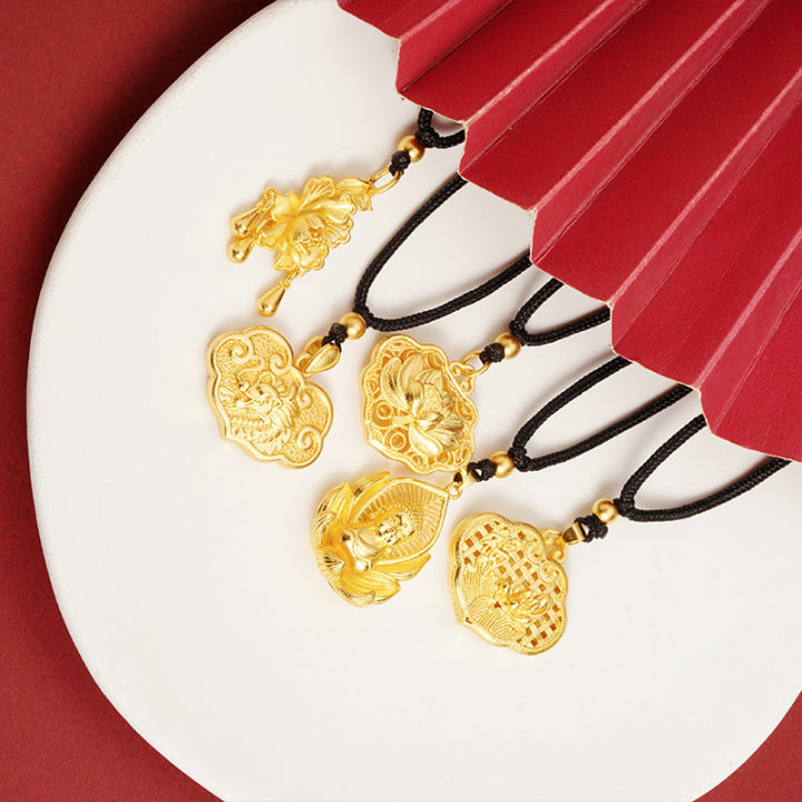 【New arrival】Ruyi Lotus New Chinese Necklace Women's All-match High-end Style First Jewelry Long-term No Fading Yiwu Accessories