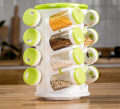 16 Slot Spice Rack with Cutlery Holder by Prime Trueware, BPA-Free Food Grade Plastic for Kitchen Efficiency. 