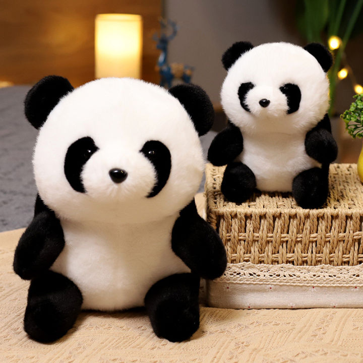 Artificial panda doll doll cute small fluffy round sitting posture national treasure plush toy rag doll