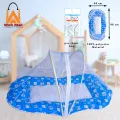 Foldable Baby Mosquito Net for Infants/ Baby's Safe Sleep (96 x 48 x 40cms) for Babies & Toddlers/ New Born Baby Sleeping Bedding with Mosquito Net/ Easy Foldable Set Insect Protection Net/ Mattress Pink/ Blue Printed Baby Net Bed. 