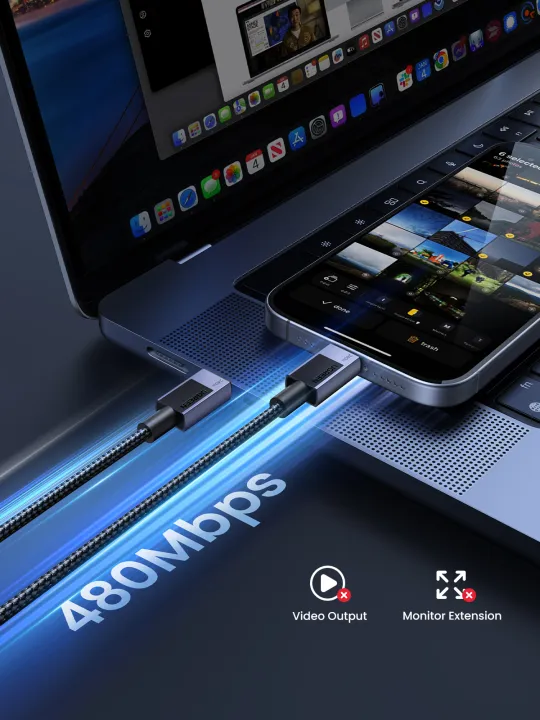 UGREEN%20PD240W%205A%20USB-C2.0%20Cable%20Type%20C%20to%20C%20Fast%20Charging%20Cable%20USB2.0%20Black%20Aluminum%20Braided%20Cable%20for%20iPhone%2015%20Series%20SAMSUNG%20S24%20S23%20Ultra%20iPad%20Pro%20Macbook%20MacBook%20Air%202020%20Matebook%20iPad%20Pro%202m%201m%200.5m%20-%20Image%205