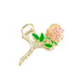 New 2025 Exquisite Rose Blossom HairClip for Women Shark Clip Gold Metal Claw Hairpin Headwear Accessories. 
