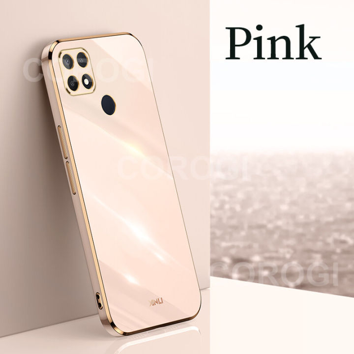 For OPPO A15 / OPPO A15s Back Cover Luxury 6D Plating Frame Shiny Bling Cases Soft Silicone Square Protective Mobile Phone Case for Girls Boy