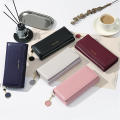 Pu Leather Wallet High-End Zipper Women Purse Long Tri-Fold Card Holder for Outdoor Sports Travel Casual Female. 